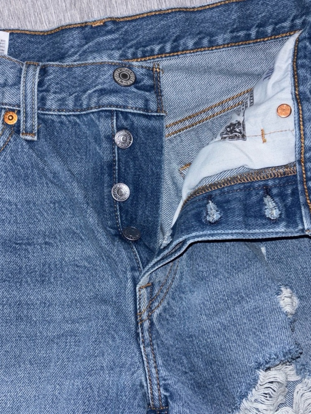Levi's Women's Blue Slim Straight Denim Shorts with Button Fly